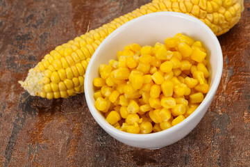 Young corn seeds in the bowl
