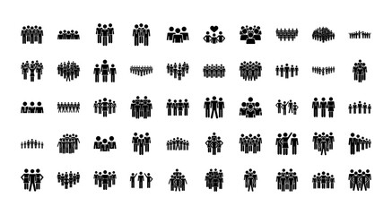 icon set of pictogram people, silhouette style