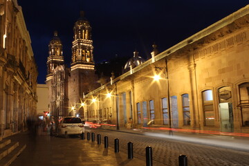 Fototapeta na wymiar Cathedral of Zacatecas Mexico at night