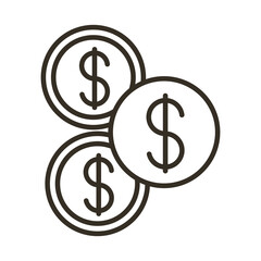 Obraz premium coins money dollars line style icon