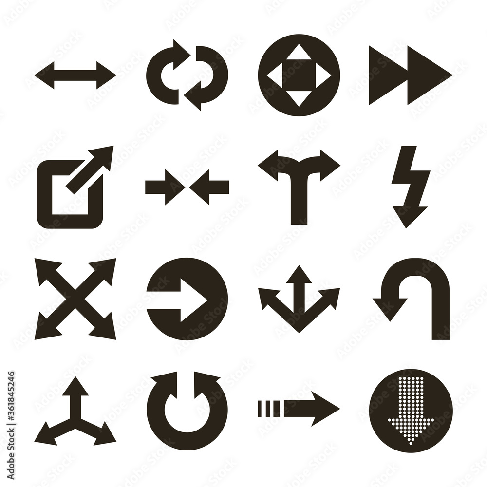 Poster bundle of arrows set icons