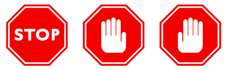 Obraz premium Red STOP sign isolated. Vector Stop hand sign