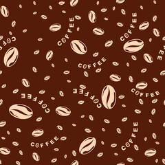 Obraz premium Seamless pattern of coffee beans for cafe menu, wrapping paper.