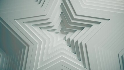 Abstract star pattern with offset effect and smooth white color. Animation of white blank stars. Abstract background for business presentation. Seamless loop 4k 3D render