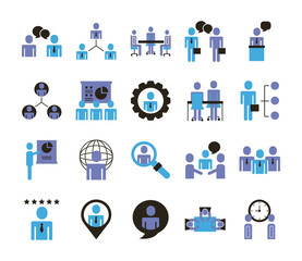 bundle of business people avatars set icons