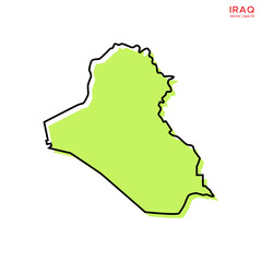 Green Map of Iraq with Black Outline Vector Design Template. Editable Stroke