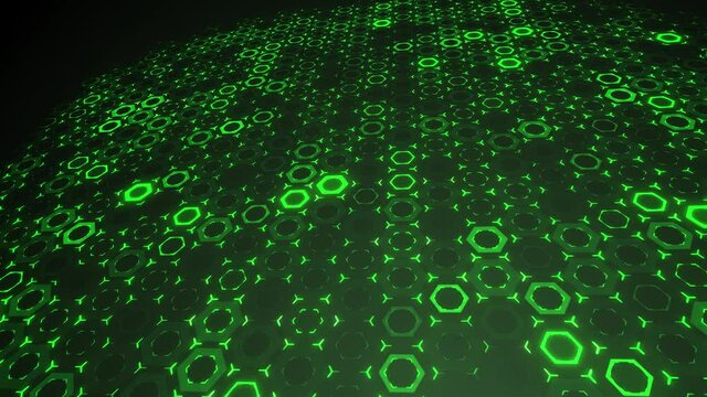 Futuristic surface concept with hexagons. Trendy sci-fi technology background with hexagonal pattern. Seamless loop.