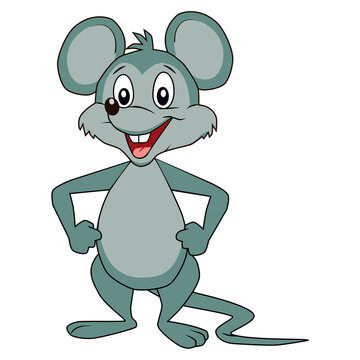 A picture with a fabulous smiling mouse, a mouse symbol of the new 2020 year. Christmas symbol. Mouse on a white background in vector.