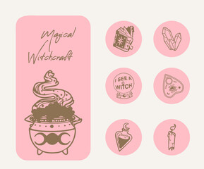 Instagram Story Highlight Icons black and white magical witchcraft alternative minimalist fashion lifestyle blogger, Social Media Kit Templates Lifestyle Magic Witchcraft Alternative