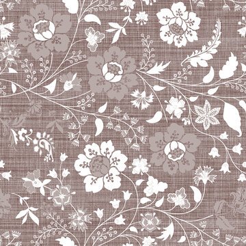 botainical colorful trendy ethnic retro floral seamless pattern