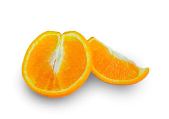 Fresh orange fruit on a white background. Orange slices on a white background. Sliced ​​Orange. The fruit
