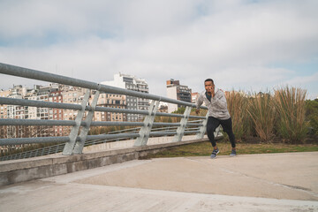 Portrait of an athletic man running.