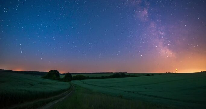 Milky Way over a wheat field