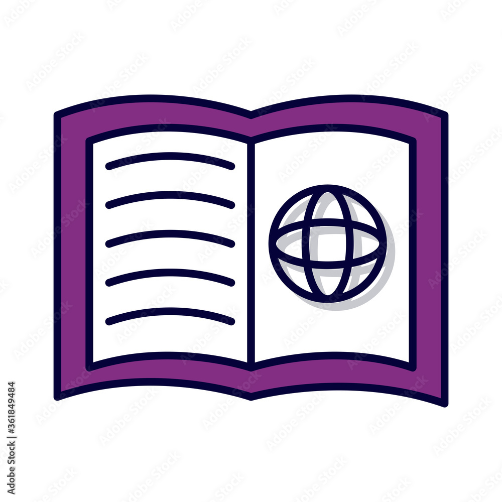 Aufkleber sphere browser in book with line and fill style icon