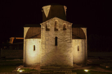 Archaeological site and medieval church in historic town of Nin, Dalmatia, Croatia

