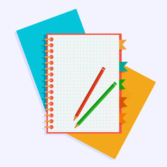Flat vector illustration: notepad, sheet of paper with place for text.