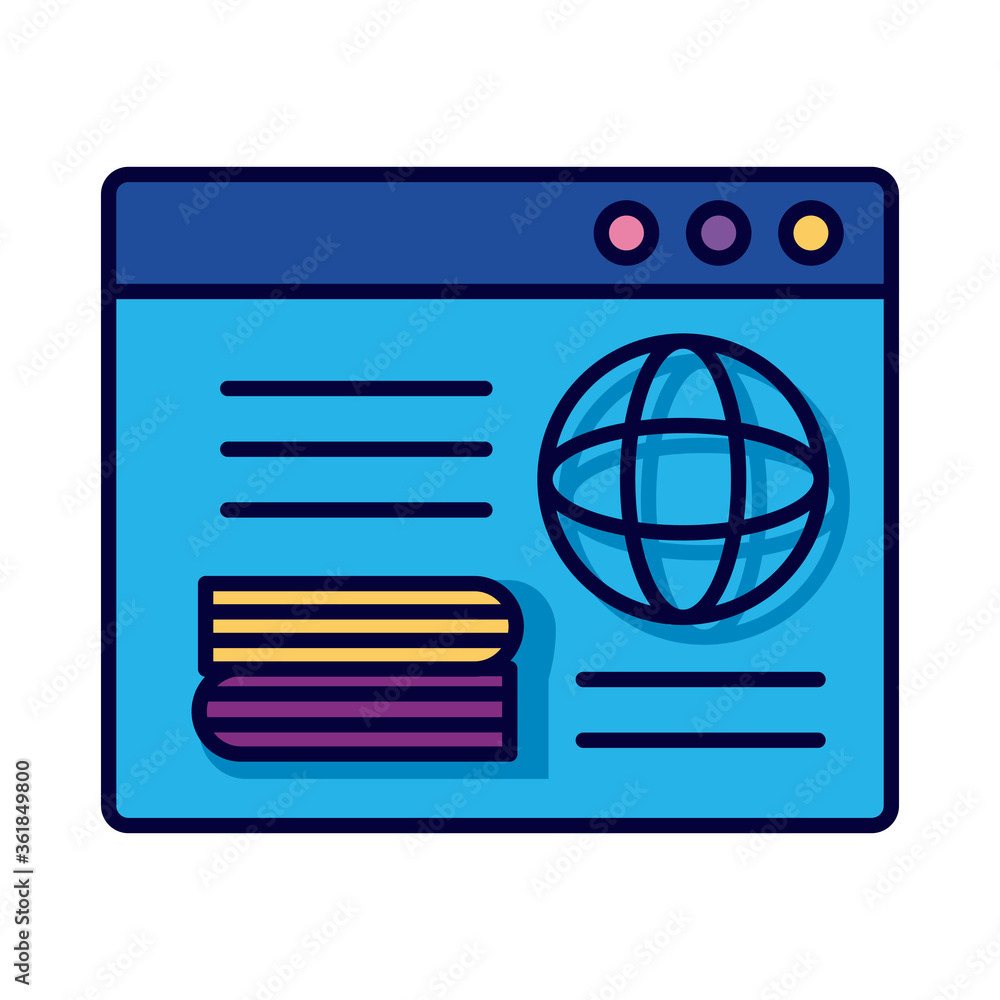 Poster sphere browser with template webpage line and fill style icon