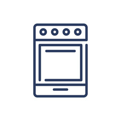 Stove thin line icon. Oven, cooker, kitchenware isolated outline sign. Home appliance, domestic equipment, household concept. Vector illustration symbol element for web design and apps