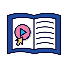 electronic book with arrow cursor education online line and fill style icon