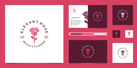rose design logo. can be used for cosmetics, beauty salons, spas and skin care. premium logo design and business cards.