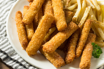 Homemade Deep Fried Fish Sticks and Fries