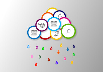 Digital Cloud with color icons and shadow and place for text - Vector
