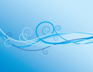 Elegant swirls on soft blue background. 3D rendering