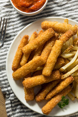 Homemade Deep Fried Fish Sticks and Fries