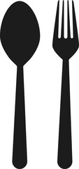 Spoon,  fork silhouettes icons.