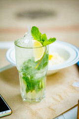 mojito cocktail with lime and mint