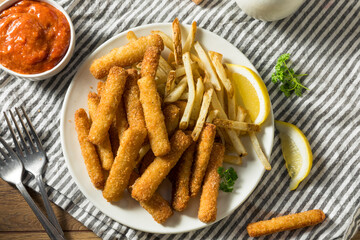 Homemade Deep Fried Fish Sticks and Fries