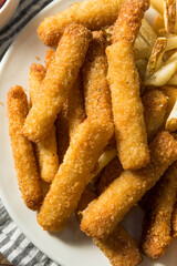 Homemade Deep Fried Fish Sticks and Fries
