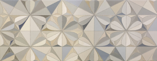 ceramic tile with abstract mosaic floral pattern