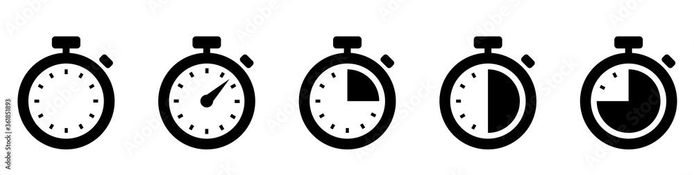 Poster timers icon set. countdown timer symbol. timer. stopwatch collection - stock vector.