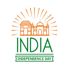 Independece day india celebration with line style icon