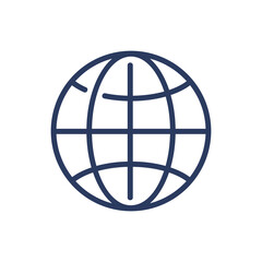Global internet thin line icon. Planet, globe, sphere isolated outline sign. Connection, network, worldwide technology concept. Vector illustration symbol element for web design and apps