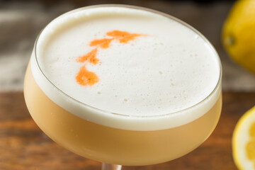 Homemade Boozy PIsco Sour Cocktail