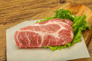 Raw pork meat neck steack