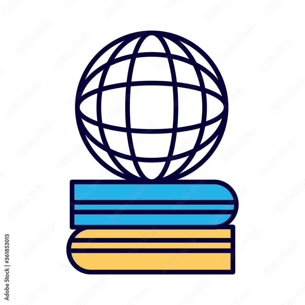 Poster sphere browser with ebooks line and fill style icon