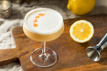 Homemade Boozy PIsco Sour Cocktail