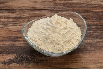 Wheat flour heap in the bowl