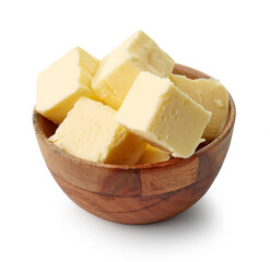 butter cubes in wooden bowl