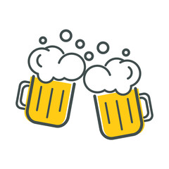 Two mugs of beer. Vector, illustration