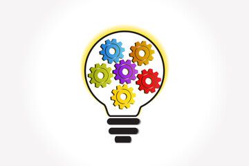 Logo light bulb ideas gear technology icon vector