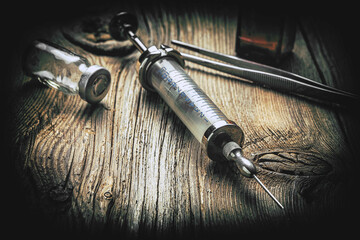 Old medical instruments.