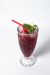 glass of ice drink barriers basil leaf cocktail  