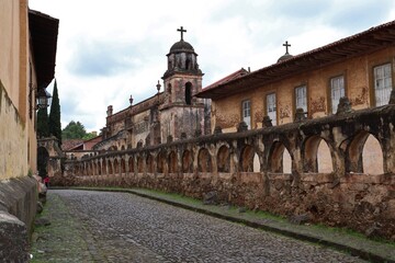 Sagrario Temple near main square of Patzcuaro Magic Town in Michoacan, Mexico