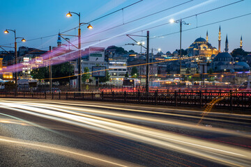 City and Traffic , Long Exposure Road Lights , Eminonu, Istanbul	