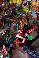 Tradicionales alebrijes en mercado de Patzcuaro  Michoacan México