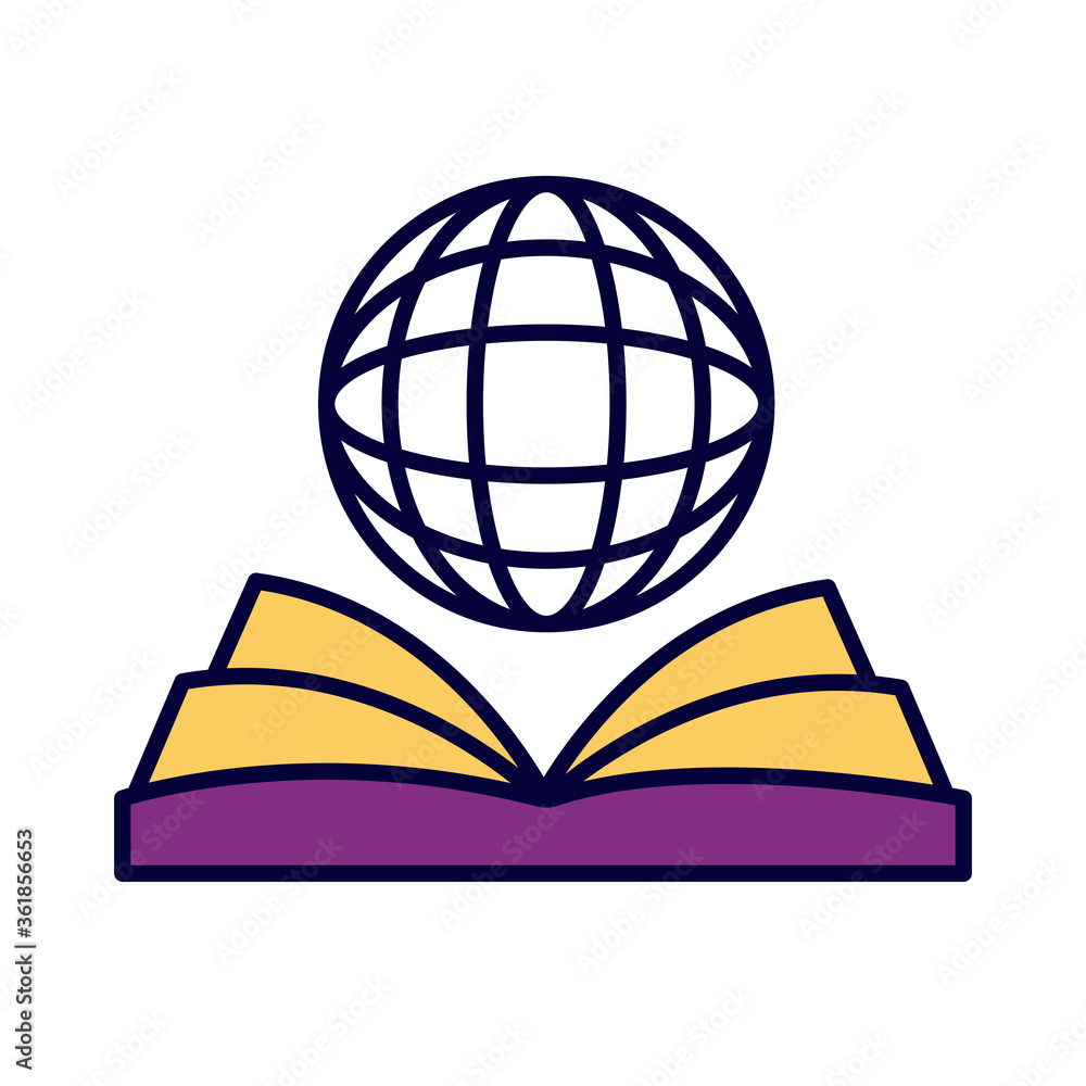 Poster sphere browser with ebook line and fill style icon